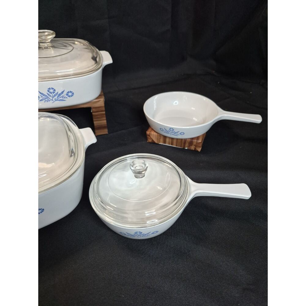 Vintage CorningWare Blue Cornflower Casserole Baking Dishes 7 Peices Plus 4 Lids - Picture 6 of 16